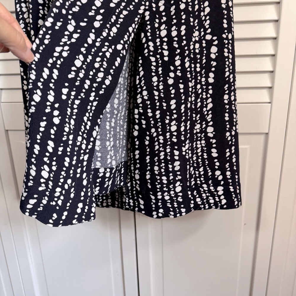 Whistles Savannah Print Wrap Dress Abstract Polka Dots Navy White Costal Size 10 - Picture 9 of 15